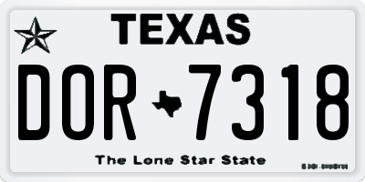 TX license plate DOR7318