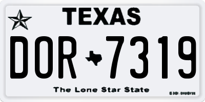 TX license plate DOR7319