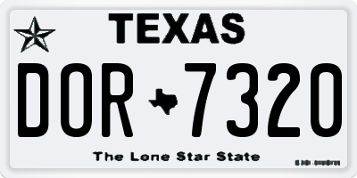 TX license plate DOR7320