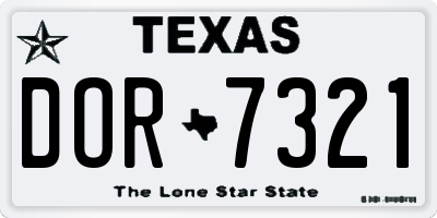 TX license plate DOR7321