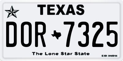 TX license plate DOR7325