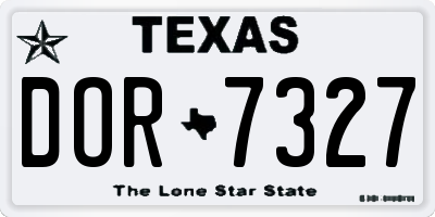 TX license plate DOR7327