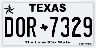TX license plate DOR7329
