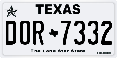 TX license plate DOR7332