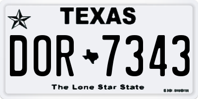 TX license plate DOR7343