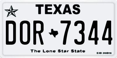 TX license plate DOR7344