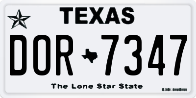 TX license plate DOR7347