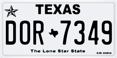TX license plate DOR7349