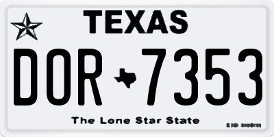 TX license plate DOR7353