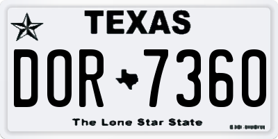 TX license plate DOR7360