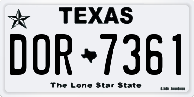 TX license plate DOR7361