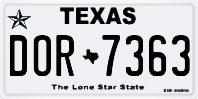 TX license plate DOR7363