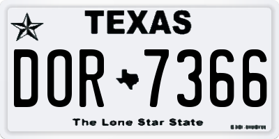TX license plate DOR7366