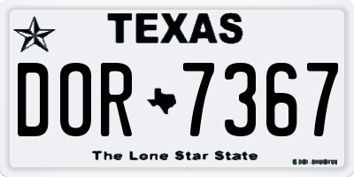 TX license plate DOR7367