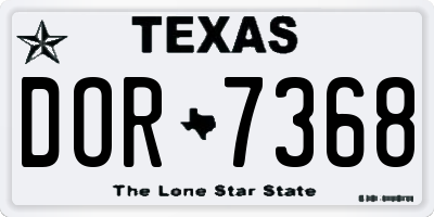 TX license plate DOR7368
