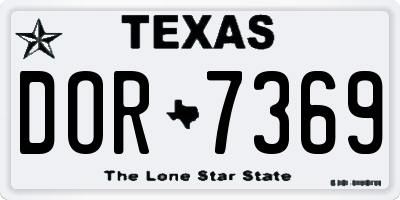 TX license plate DOR7369
