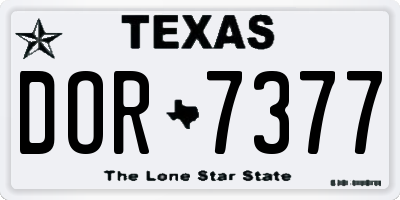 TX license plate DOR7377