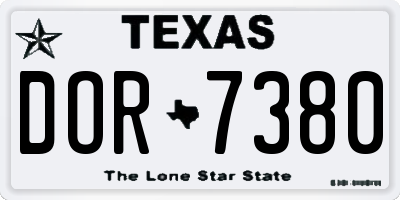 TX license plate DOR7380