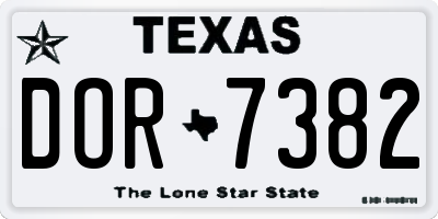 TX license plate DOR7382