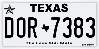 TX license plate DOR7383