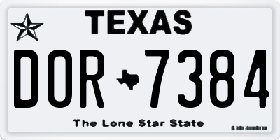 TX license plate DOR7384