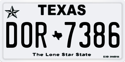 TX license plate DOR7386