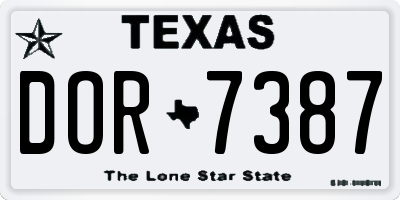 TX license plate DOR7387