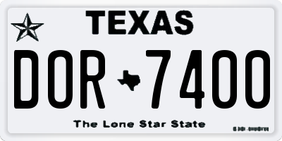 TX license plate DOR7400