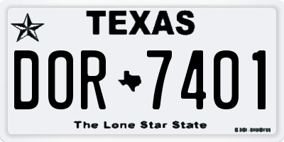 TX license plate DOR7401