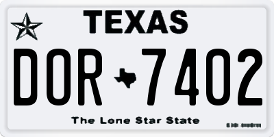 TX license plate DOR7402