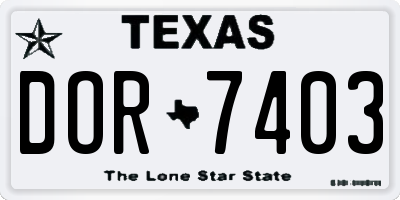 TX license plate DOR7403