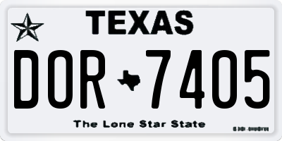 TX license plate DOR7405