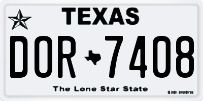 TX license plate DOR7408