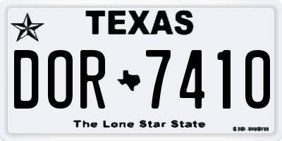 TX license plate DOR7410