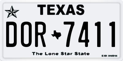 TX license plate DOR7411