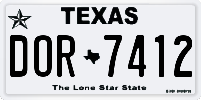 TX license plate DOR7412