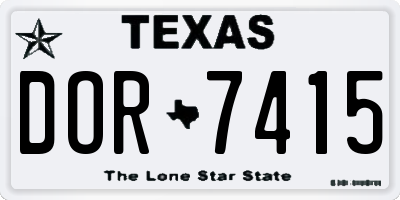 TX license plate DOR7415