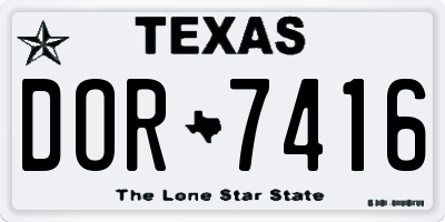 TX license plate DOR7416