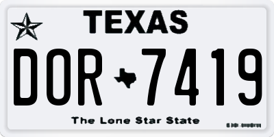 TX license plate DOR7419
