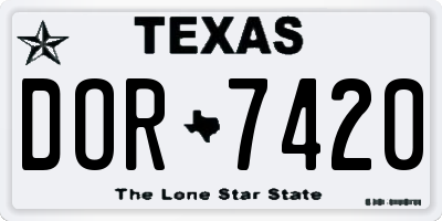 TX license plate DOR7420