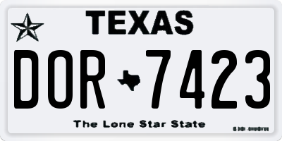 TX license plate DOR7423