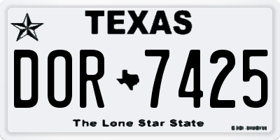 TX license plate DOR7425