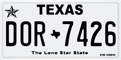 TX license plate DOR7426