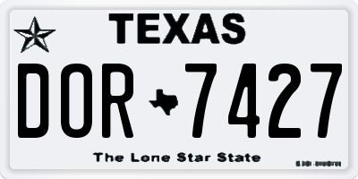 TX license plate DOR7427