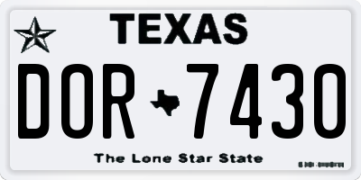 TX license plate DOR7430