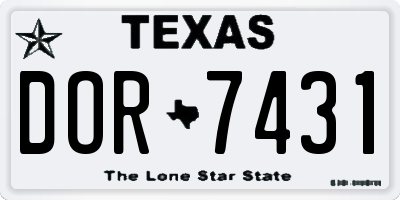 TX license plate DOR7431