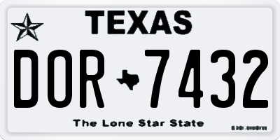 TX license plate DOR7432