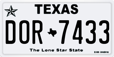 TX license plate DOR7433