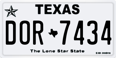 TX license plate DOR7434
