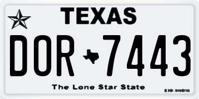 TX license plate DOR7443